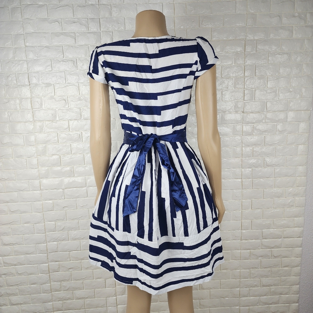 SD&NX Large Junior Blue Stripe Dress – Formal Casual Mini Dress - Picture 4 of 6